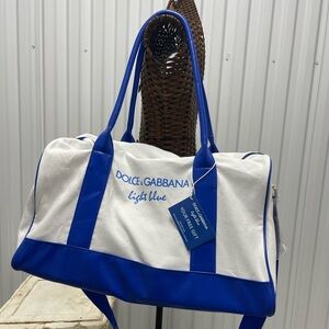 NWT Dolce & Gabbana “Light Blue” White Weekend Duffle Bag